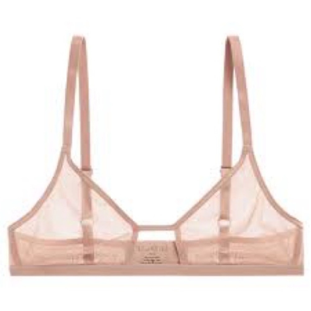 NWOT Quince Belgian Mesh Sheer Cutout Bralette in Sand Sz S - Picture 4 of 8